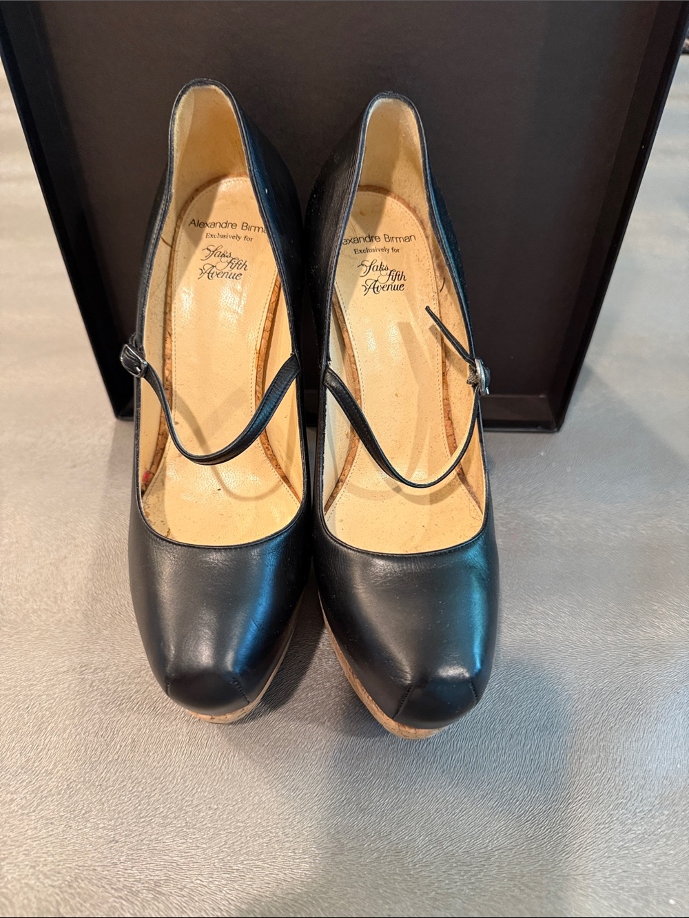 Alexandre Birman Black Leather Mary Jane Platform Pumps. Size 36.5
